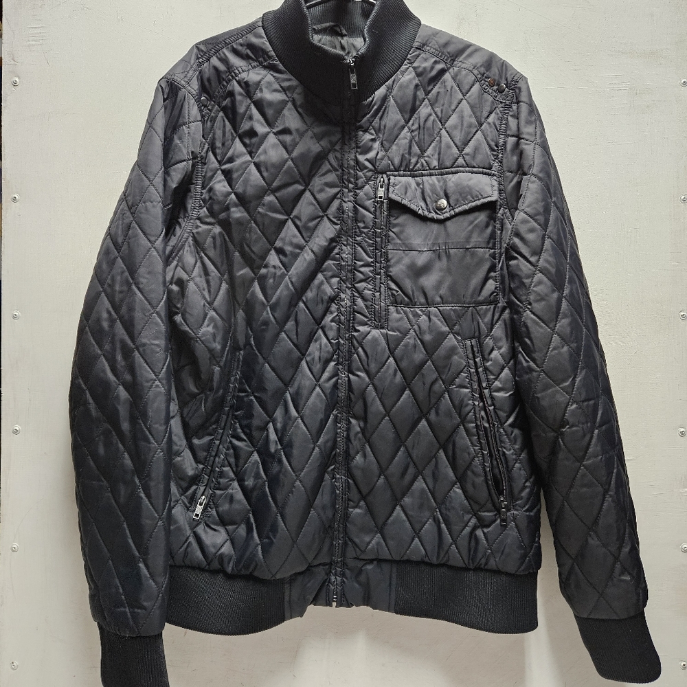 HELIX 00s Y2K black diamond quilted insulated jacket ~ mens/unisex XL